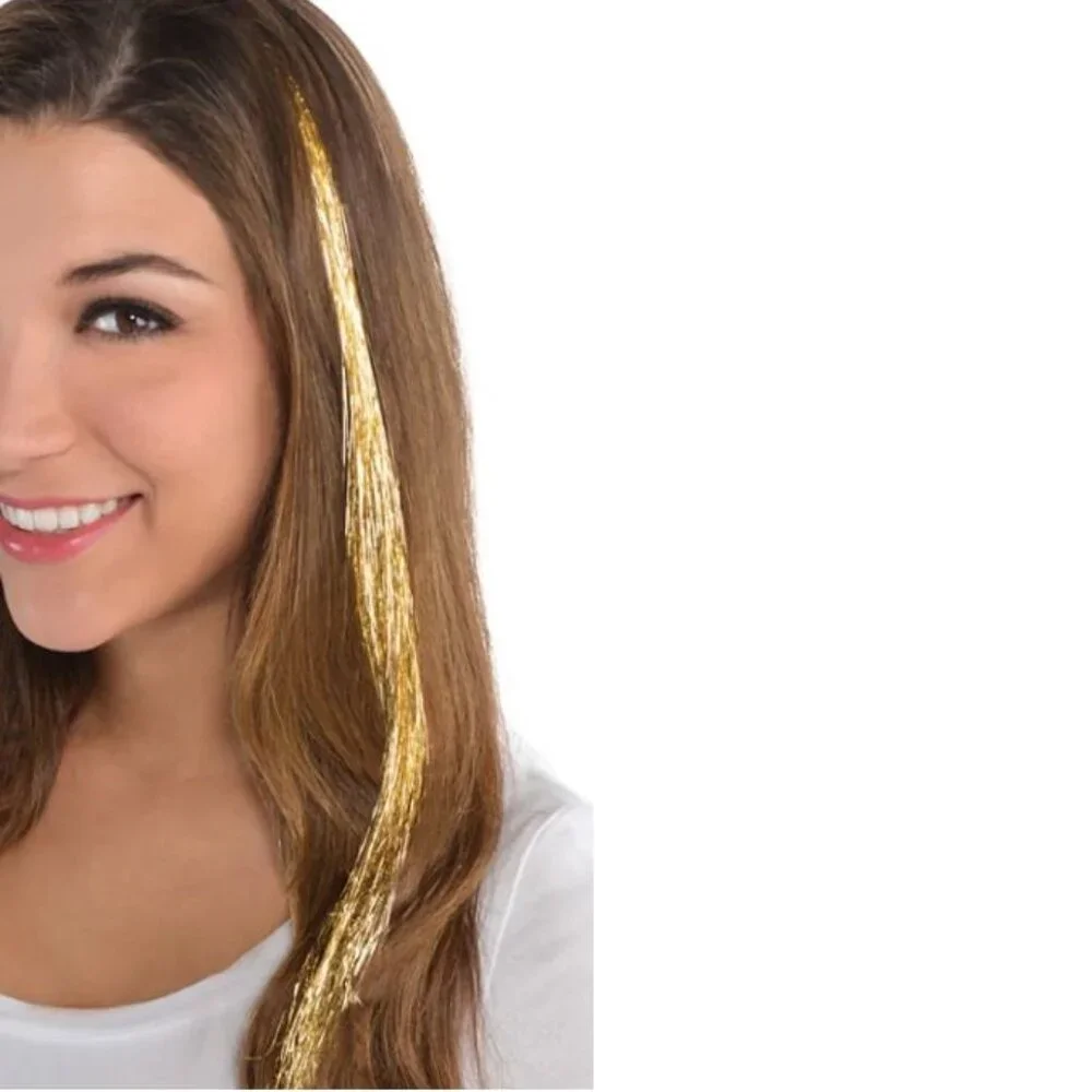 Hair Extensions Halloween Gold Glitter Set of 2 Synthetic Hair 19